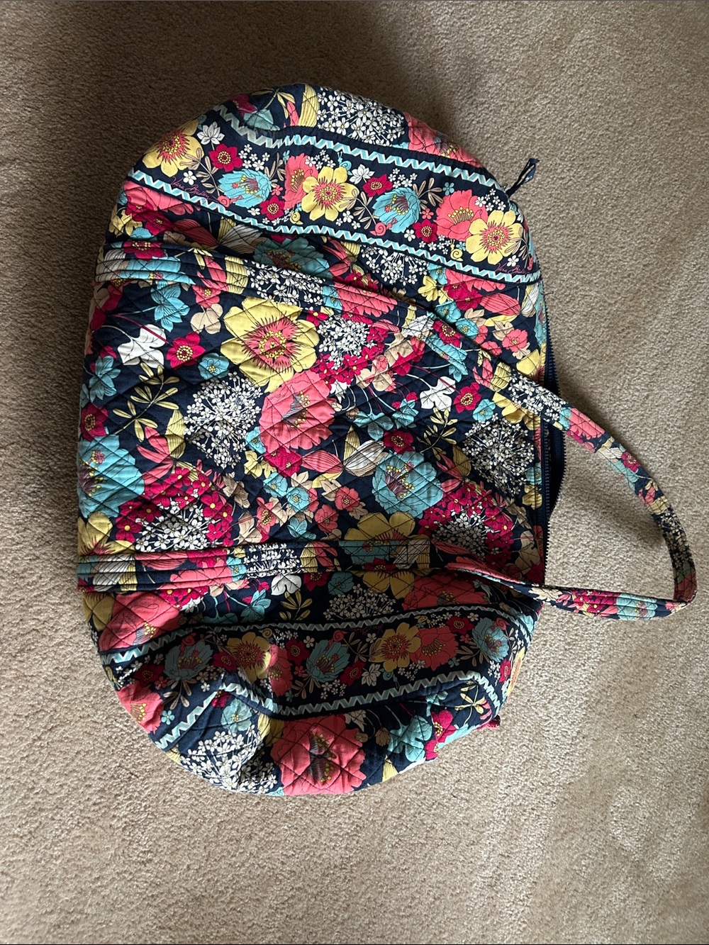 Vera Bradley Navy Quilted Floral Travel with Pink, Yellow & Teal Accents